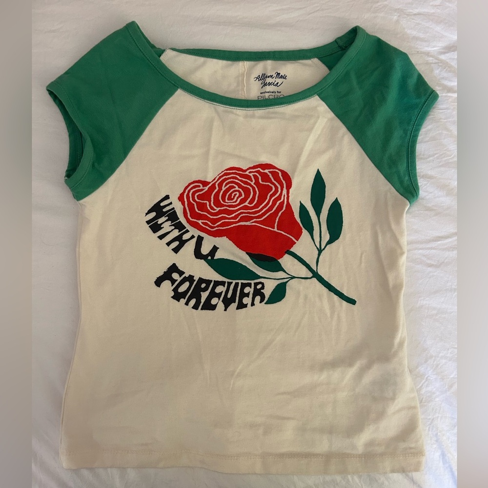 Pilcro Green and Cream Tee